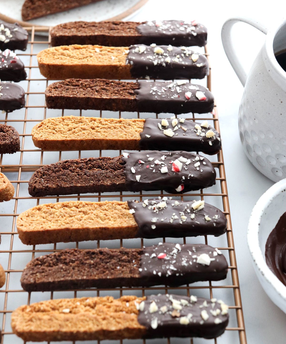 almond flour biscotti decorated on cooling rack