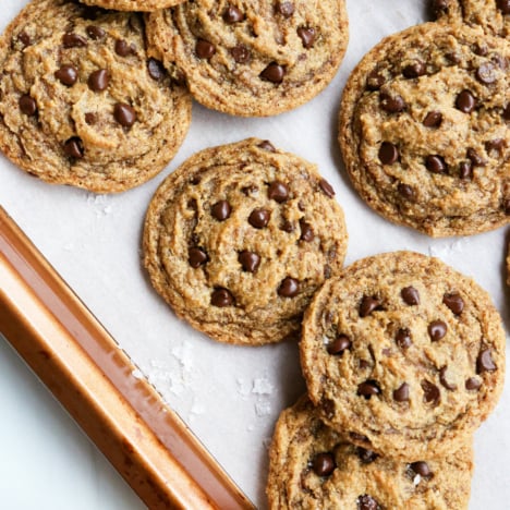 almond flour cookies on baking sheet.