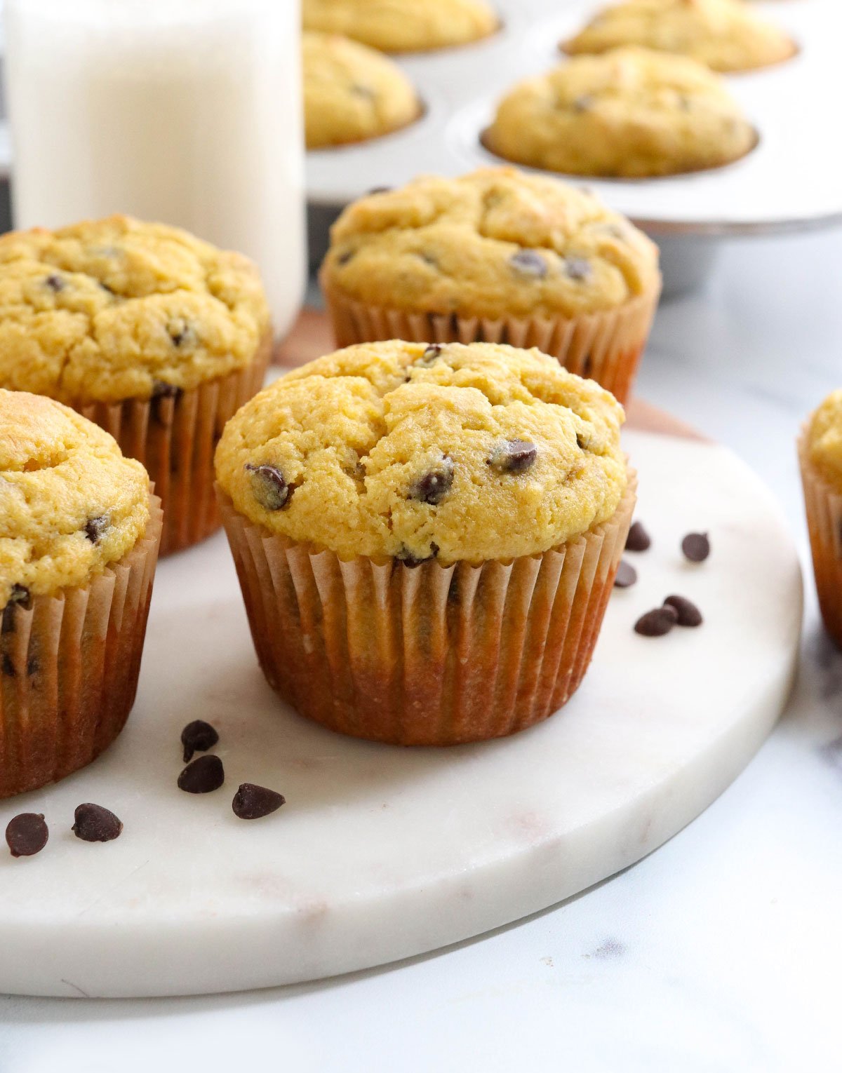 almond flour muffins on marble board