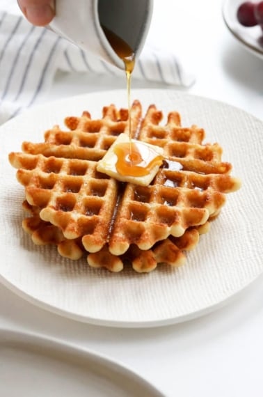 almond flour waffles with syrup