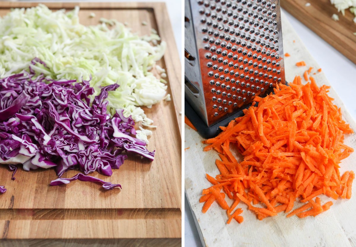 shredded cabbage and carrots