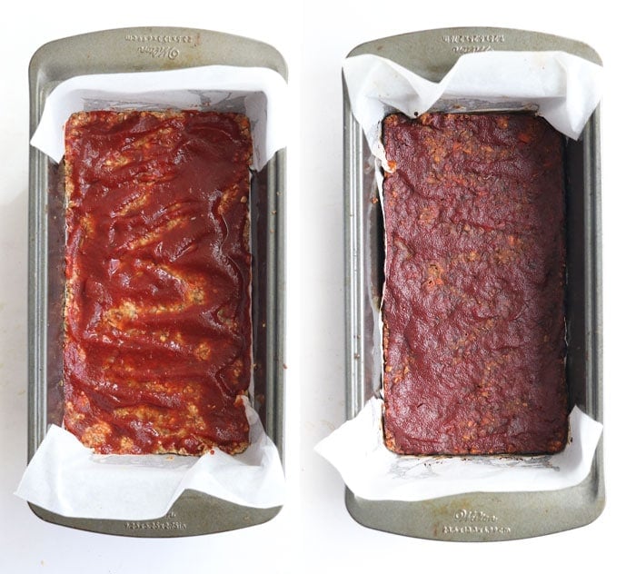 lentil loaf before and after baking