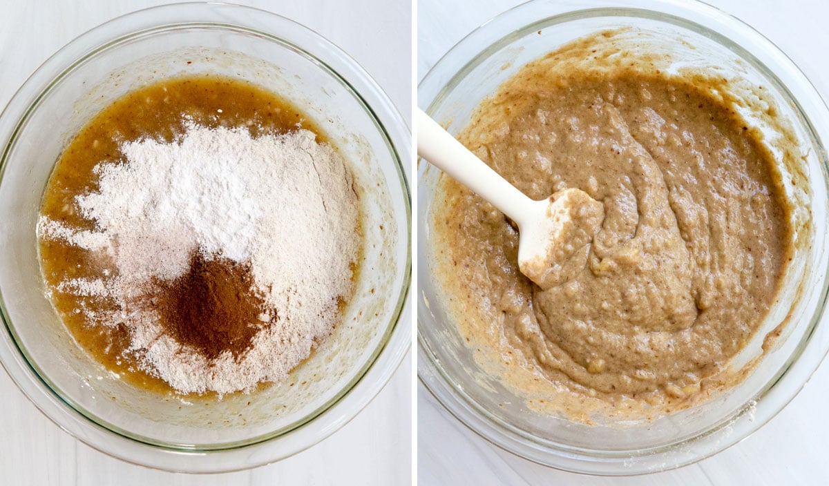 dry ingredients mixed into the bowl.