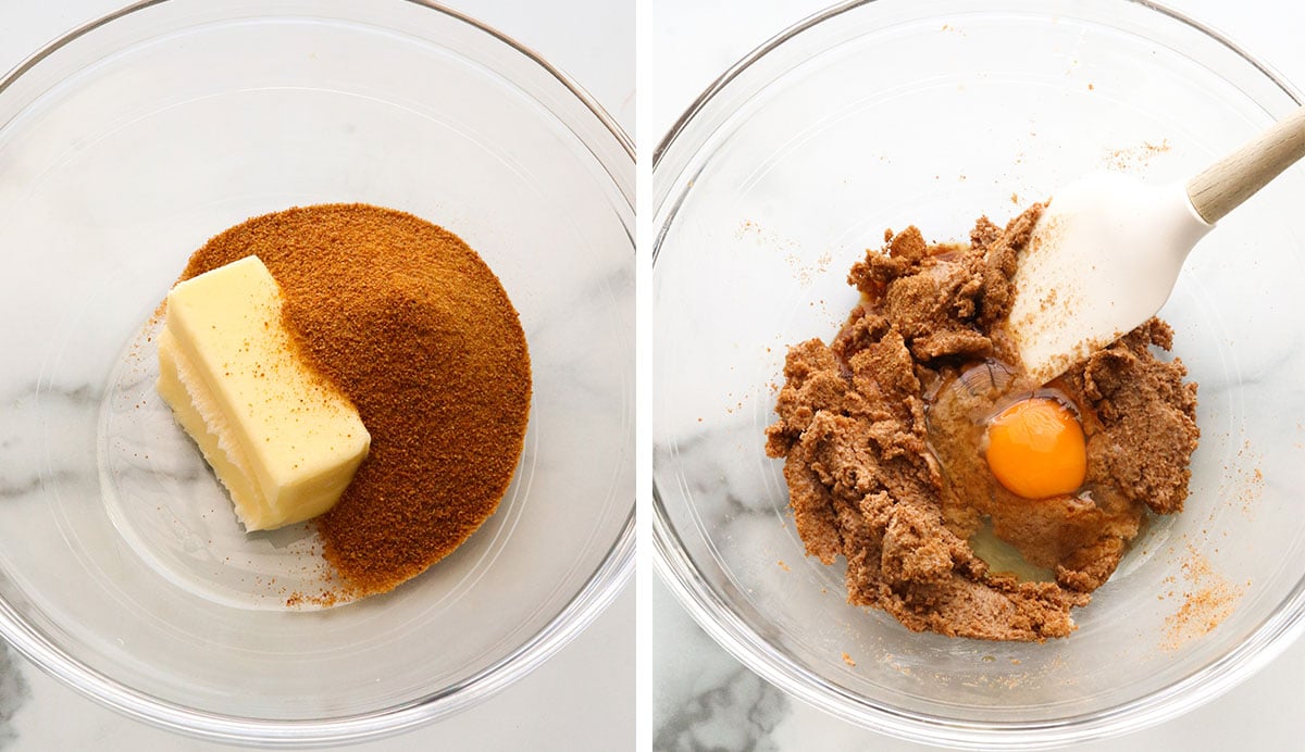 wet ingredients mixed for oat flour chocolate chip cookies.