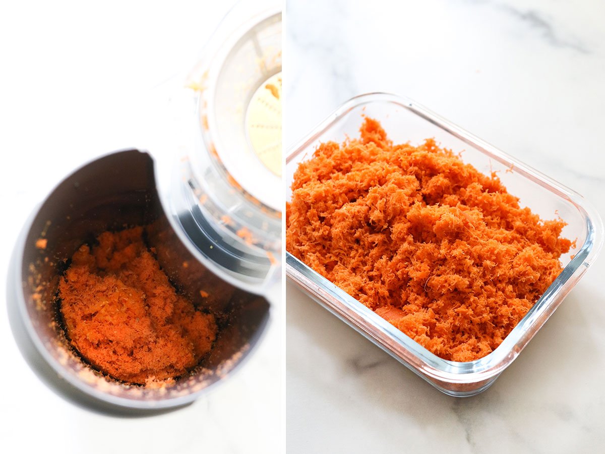 juice pulp in the bin and transferred to a glass storage container.