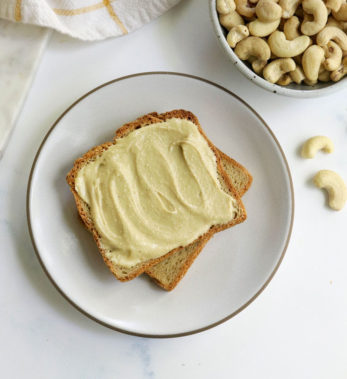 cashew butter spread on toast