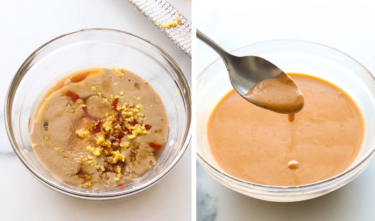 sriracha sauce mixed together in a glass bowl.