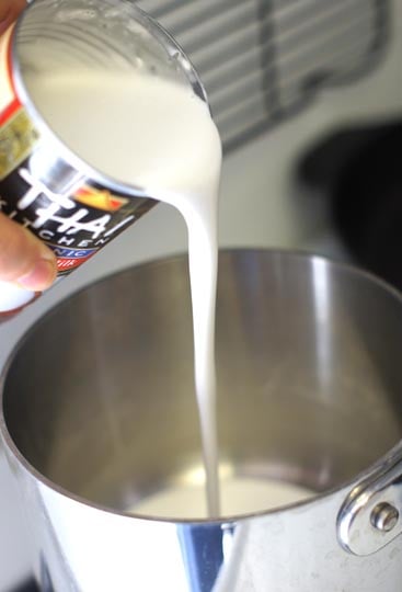 full-fat coconut milk poured into a bowl