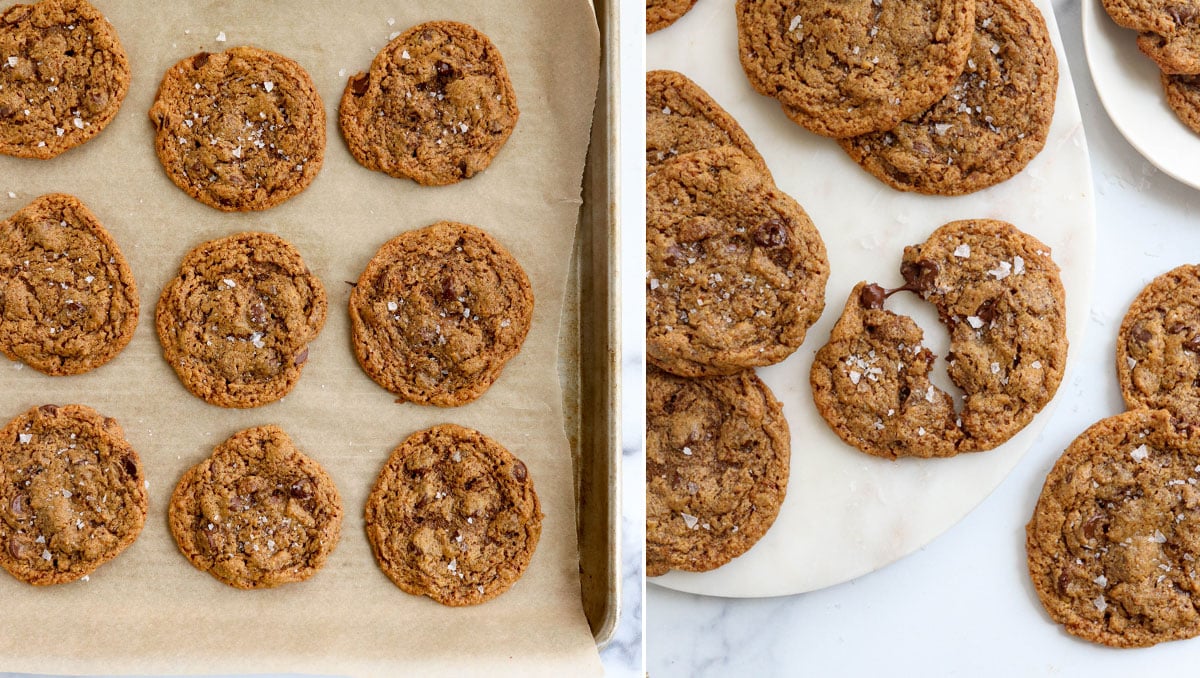 baked chickpea cookies cooling on pan