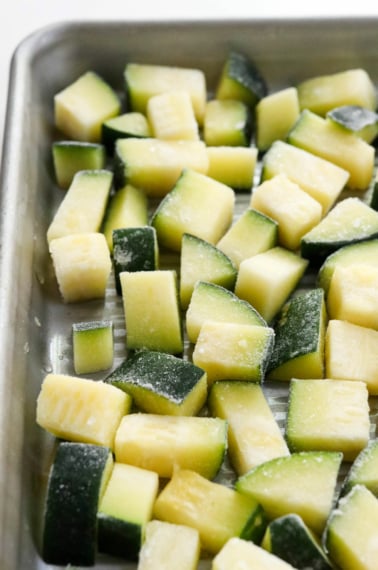 frozen zucchini on pan