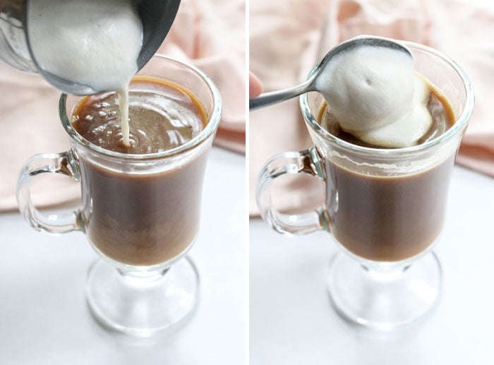 frothed almond milk creamer with foam