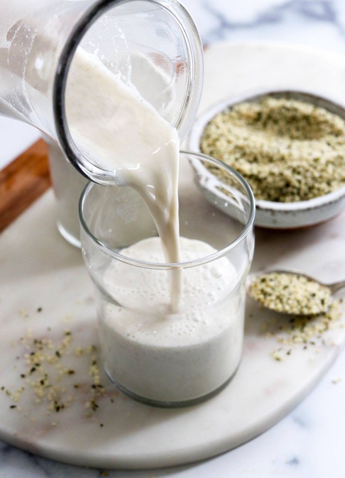 hemp milk poured into glass