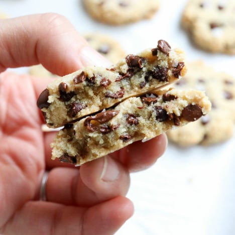 almond flour cookie split in half to show the texture