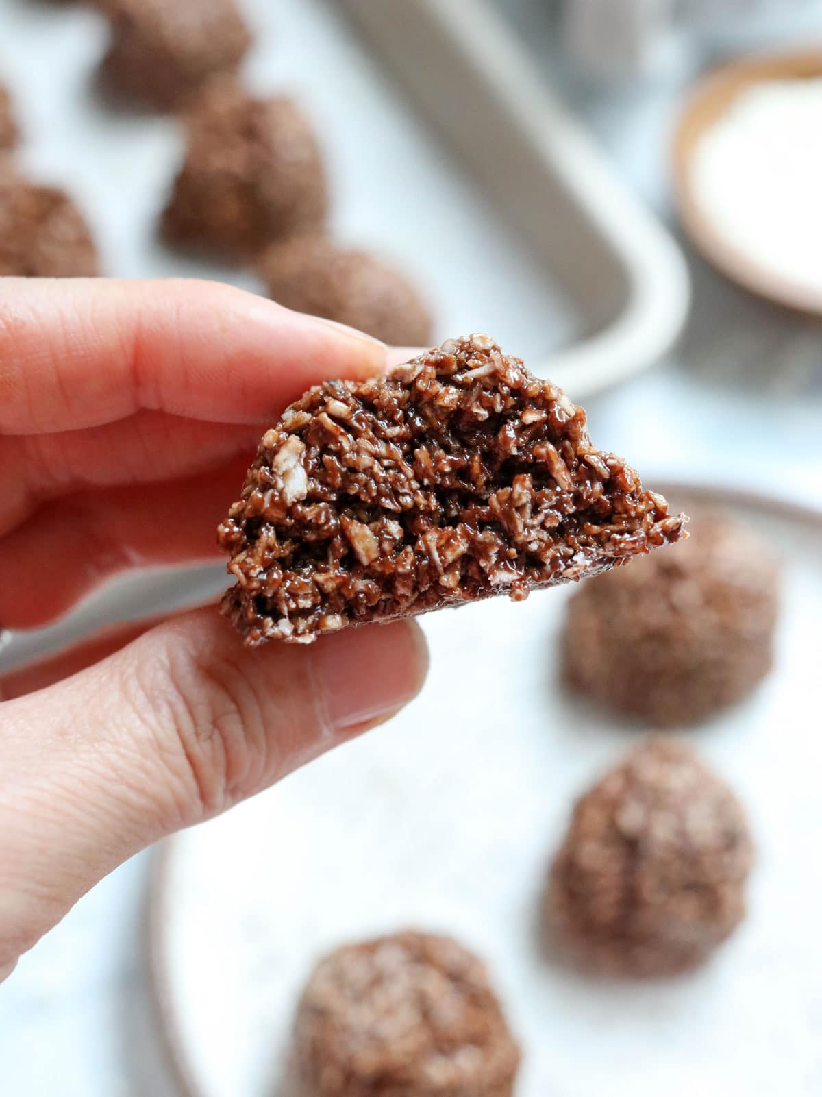 chocolate macaroon cut in half