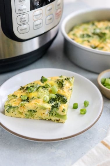 Instant Pot frittata slice on plate