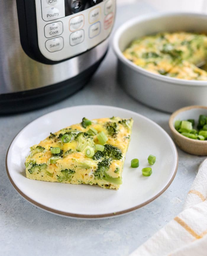 Instant Pot frittata slice on plate