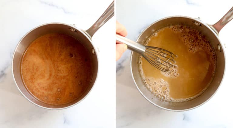 pumpkin spice latte ingredients in saucepan