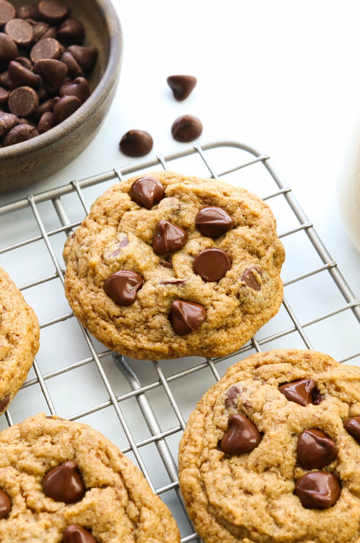 oat flour cookies on a cooling rack.