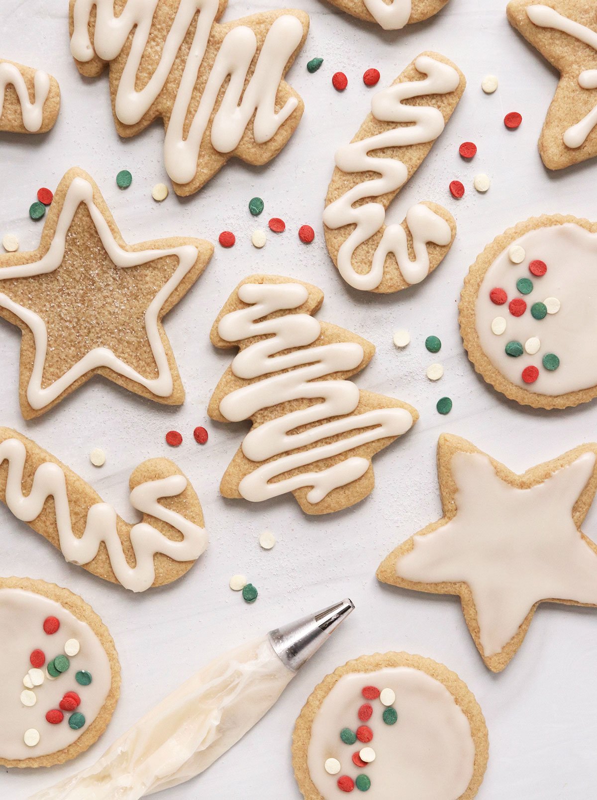 oat flour sugar cookies with sprinkles.