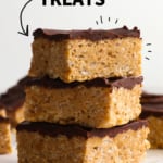 protein rice crispy treats labeled for Pinterest.