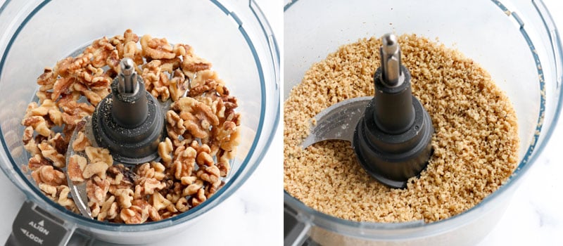 Walnuts ground in food processor