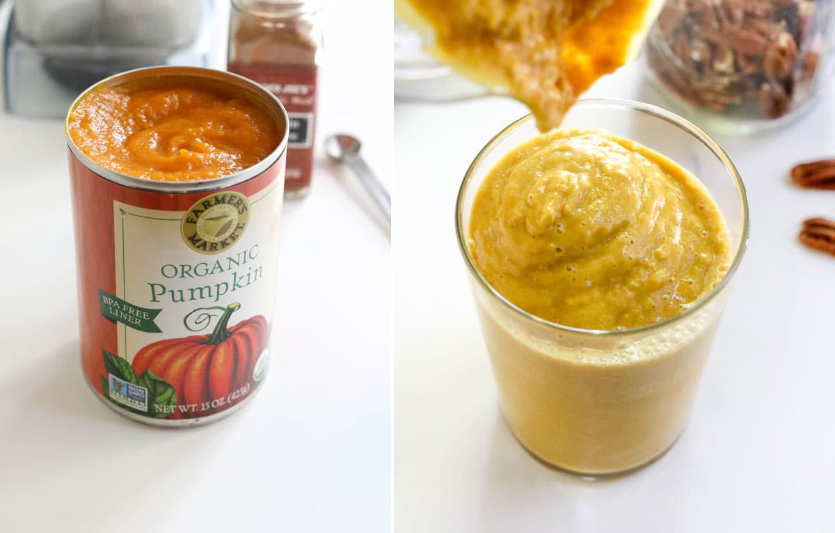 canned pumpkin in smoothie