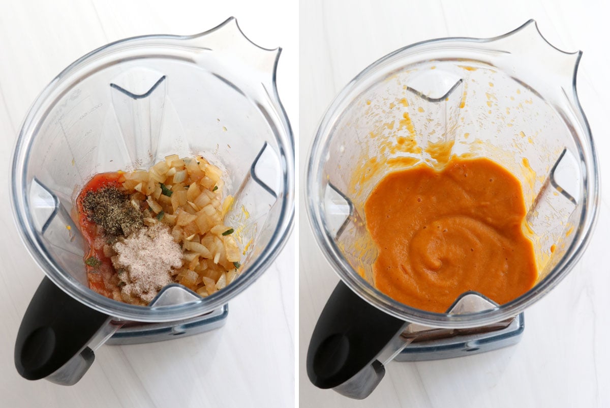 blended pumpkin sauce in blender