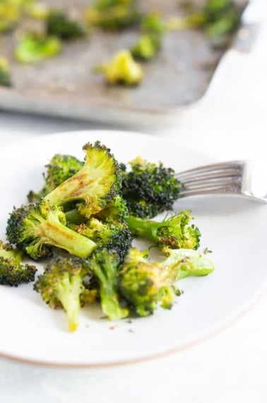 roasted broccoli on a plate