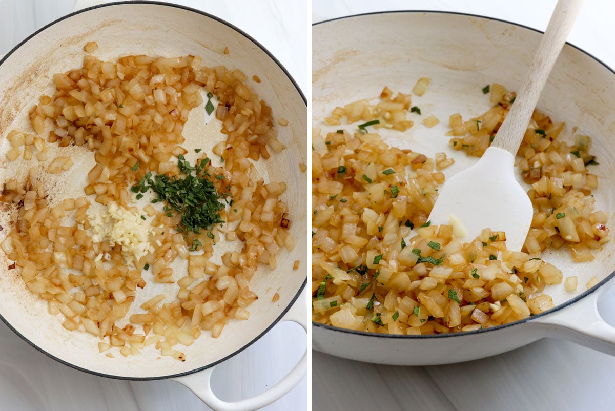 sage and garlic sauteed into onions