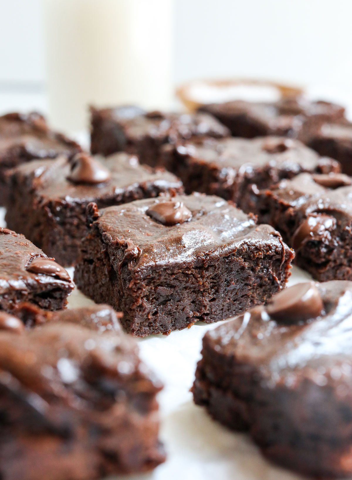 avocado brownies sliced on board