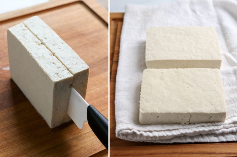 tofu sliced in half