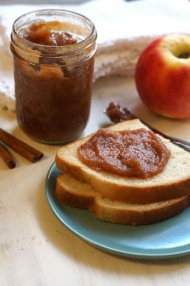 Apple butter spread on toast