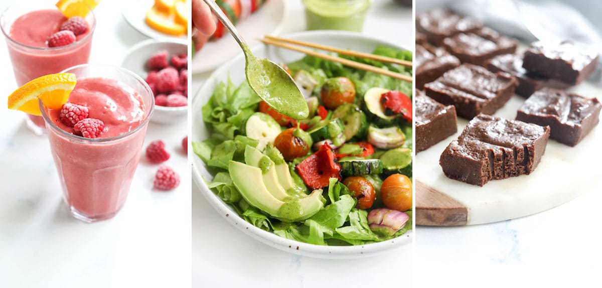 summer smoothie, salad and peppermint fudge