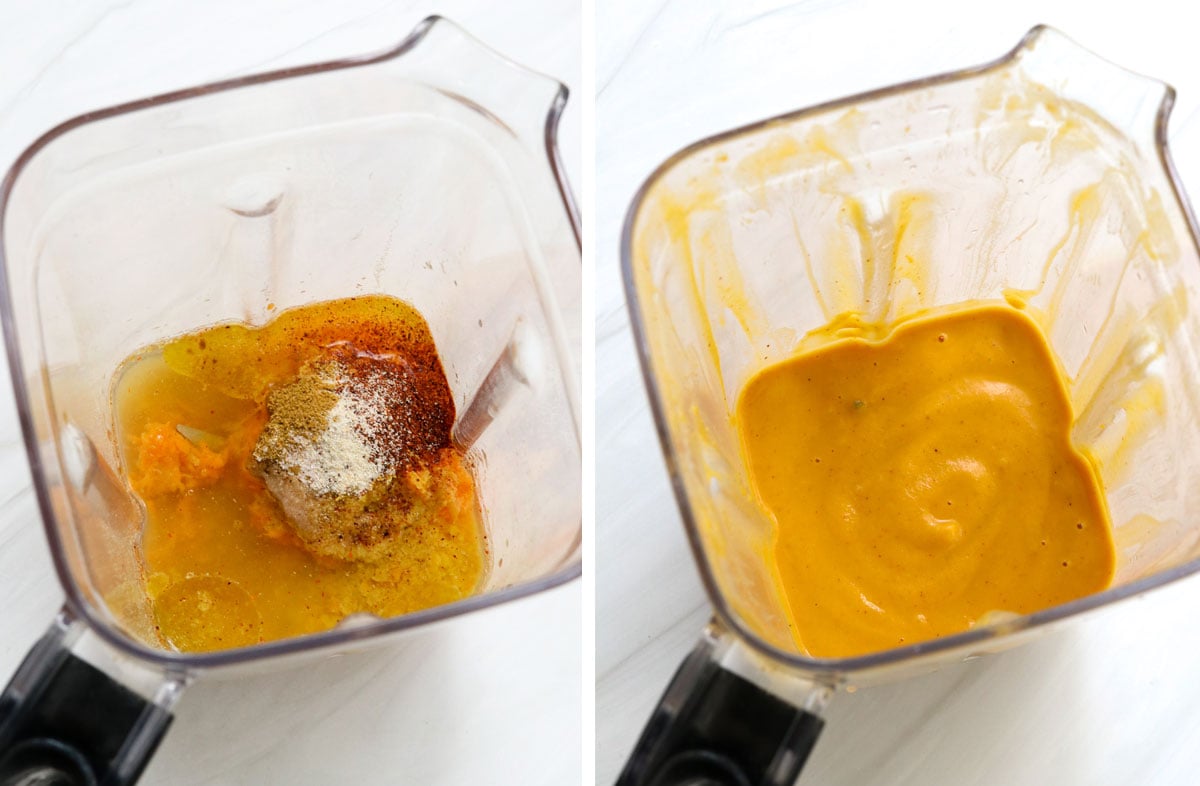 sweet potato mac and cheese sauce in blender.