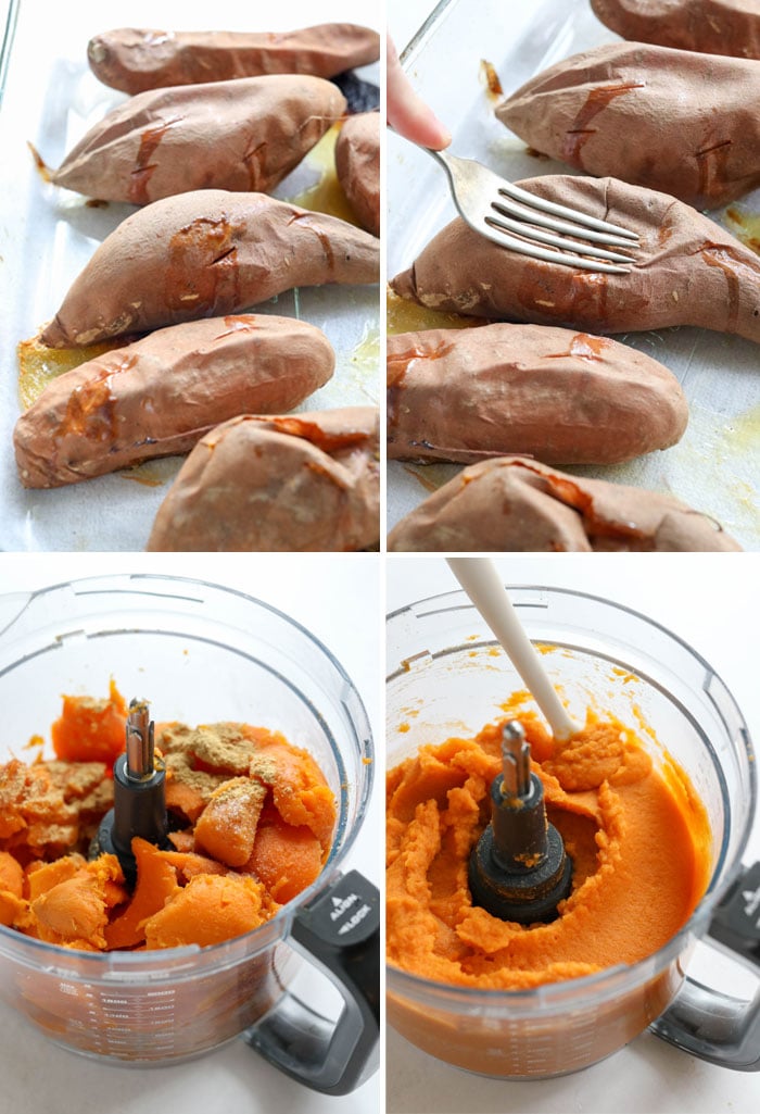 roasted sweet potatoes and in the food processor