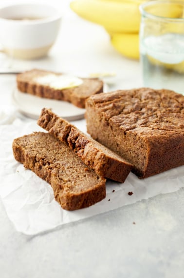 almond flour banana bread sliced