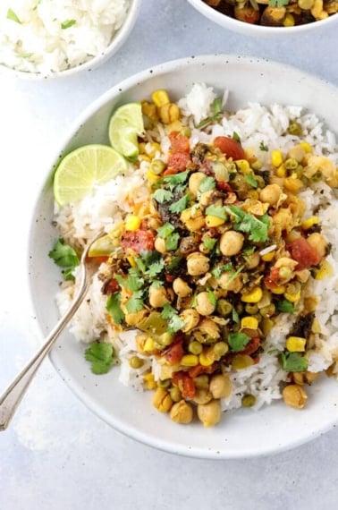 overhead instant pot chickpea curry