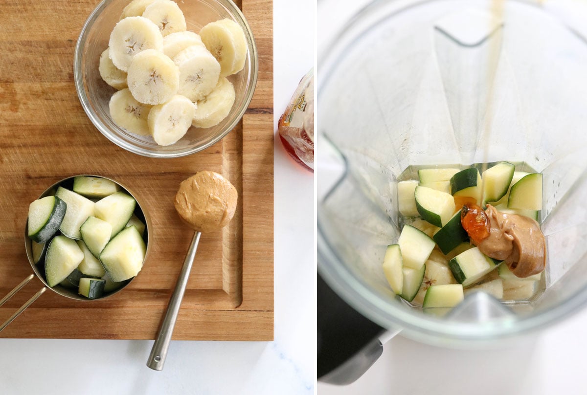 zucchini smoothie ingredients in blender